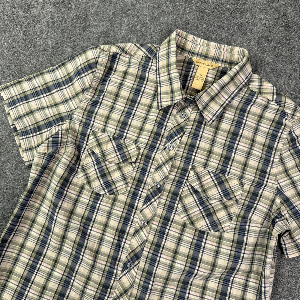 Bit & Bridle Womens Western Shirt Medium Plaid Short Sleeve Ranch Cowgirl Cotton